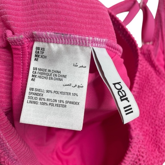 Bar III Tank Bra Bikini Top & High Leg Bottoms Candy Kiss Pink Textured XS New - Picture 6 of 10